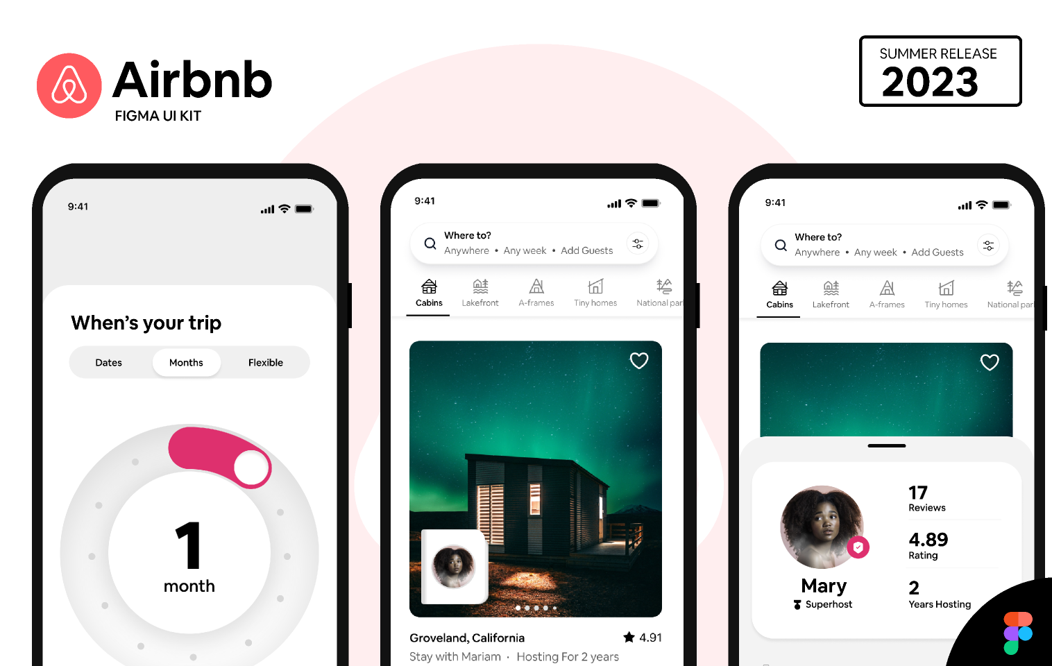 Se muestra el diseño UI de Airbnb