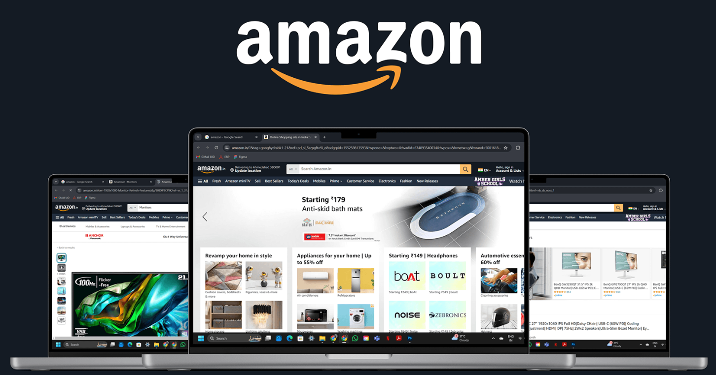 Se muestra el diseño UI de Amazon.com